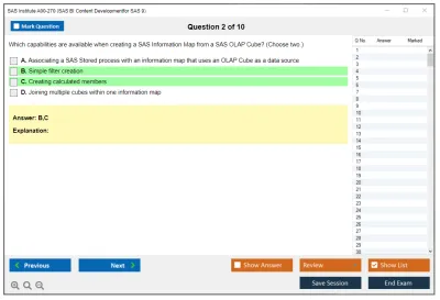 SAS Institute A00-270 SAS BI Content Developmentfor SAS 9 Practice test exam simulator test engine exam Prep practice test questions answers Image 2