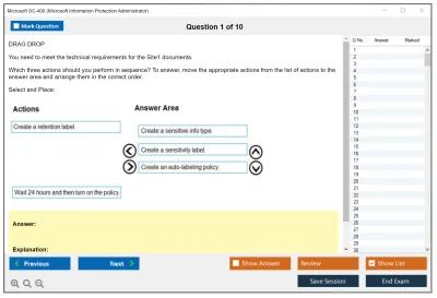 Microsoft SC-400 Microsoft Information Protection Administrator Practice test exam simulator test engine exam Prep practice test questions answers Image 1