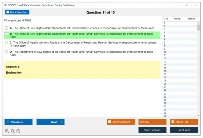 ISC2 HCISPP HealthCare Information Security and Privacy Practitioner Practice test exam simulator test engine exam Prep practice test questions answers Image 11