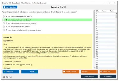 Oracle 1z0-580 Oracle Solaris 11 Installation and Configuration Essentials Practice test exam simulator test engine exam Prep practice test questions answers Image 6