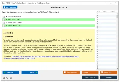 Cisco 700-703 Cisco Application Centric Infrastructure for Field Engineers Exam Practice test exam simulator test engine exam Prep practice test questions answers Image 5