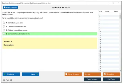 Salesforce Certified-Advanced-Administrator Salesforce Certified Advanced Administrator Practice test exam simulator test engine exam Prep practice test questions answers Image 15