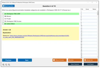 VMware 2V0-61.20 VMware Professional Workspace ONE Exam Practice test exam simulator test engine exam Prep practice test questions answers Image 4