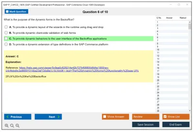 SAP P_C4HCD_1905 SAP Certified Development Professional - SAP Commerce Cloud 1905 Developer Practice test exam simulator test engine exam Prep practice test questions answers Image 6
