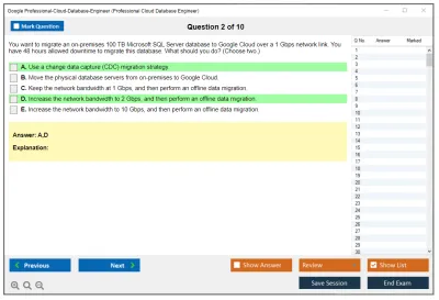 Google Professional-Cloud-Database-Engineer Google Cloud Certified - Professional Cloud Database Engineer Practice test exam simulator test engine exam Prep practice test questions answers Image 2