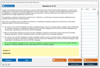 Oracle 1z0-997-20 Oracle Cloud Infrastructure 2020 Architect Professional Practice test exam simulator test engine exam Prep practice test questions answers Image 8