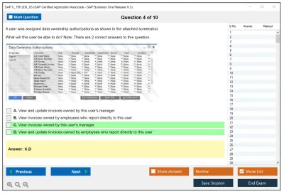 SAP C_TB1200_93 SAP Certified Application Associate - SAP Business One Release 9.3 Practice test exam simulator test engine exam Prep practice test questions answers Image 4