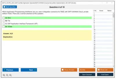 SAP E_S4CPE_2023 SAP Certified Specialist - SAP S/4HANA Cloud, private edition implementation with SAP Activate Practice test exam simulator test engine exam Prep practice test questions answers Image 4