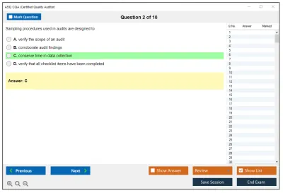 ASQ CQA Certified Quality Auditor Practice test exam simulator test engine exam Prep practice test questions answers Image 2