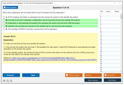Oracle 1z0-068 Oracle Database 12c: RAC and Grid Infrastructure Administration Practice test exam simulator test engine exam Prep practice test questions answers Image 5