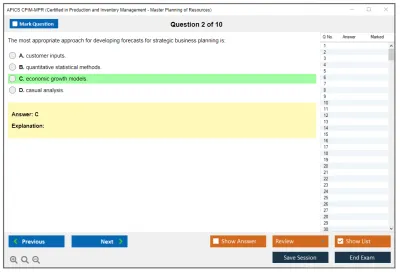 APICS CPIM-MPR Certified in Production and Inventory Management - Master Planning of Resources Practice test exam simulator test engine exam Prep practice test questions answers Image 2