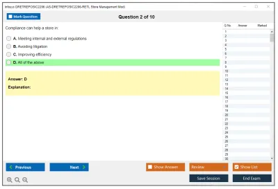 Infosys DRETREPOSIC2206 AS-DRETREPOSIC2206-RETL Store Management Mod Practice test exam simulator test engine exam Prep practice test questions answers Image 2