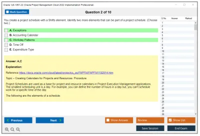 Oracle 1z0-1057-22 Oracle Project Management Cloud 2022 Implementation Professional Practice test exam simulator test engine exam Prep practice test questions answers Image 2