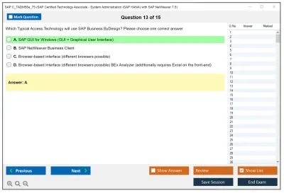 SAP C_TADM55a_75 SAP Certified Technology Associate - System Administration (SAP HANA) with SAP NetWeaver 7.5 Practice test exam simulator test engine exam Prep practice test questions answers Image 13