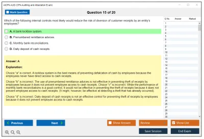 AICPA AUD CPA Auditing and Attestation Exam Practice test exam simulator test engine exam Prep practice test questions answers Image 15