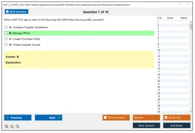 SAP C_S4CPR_2302 SAP Certified Application AssociateSAP S/4HANA Cloud (public)Sourcing and Procurement Implementation Practice test exam simulator test engine exam Prep practice test questions answers Image 7
