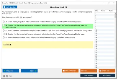 Oracle 1z0-1053-20 Oracle Benefits Cloud 2020 Implementation Essentials Practice test exam simulator test engine exam Prep practice test questions answers Image 10