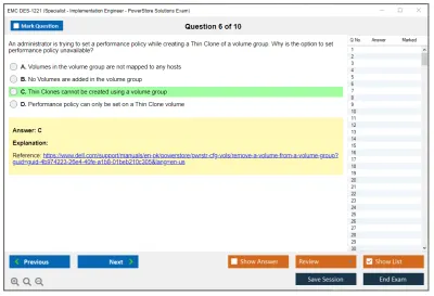 EMC DES-1221 Specialist - Implementation Engineer PowerStore Solutions Version 1.0 Practice test exam simulator test engine exam Prep practice test questions answers Image 6