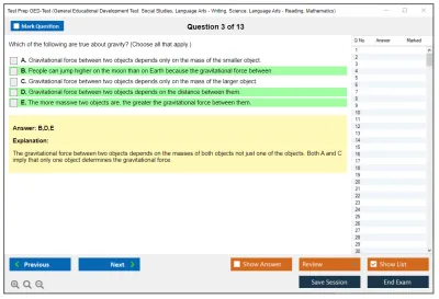 Test Prep GED-Test General Educational Development Test: Social Studies, Language Arts - Writing, Science, Language Arts - Reading, Mathematics Practice test exam simulator test engine exam Prep practice test questions answers Image 3