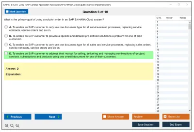 SAP C_S4CSV_2302 SAP Certified Application AssociateSAP S/4HANA Cloud (public)Service Implementation Practice test exam simulator test engine exam Prep practice test questions answers Image 6