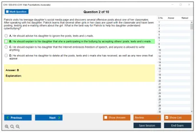 CIW 1D0-610 CIW Web Foundations Associate Practice test exam simulator test engine exam Prep practice test questions answers Image 2