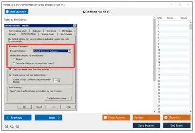 Veritas VCS-319 Administration of Veritas Enterprise Vault 11.x Practice test exam simulator test engine exam Prep practice test questions answers Image 10
