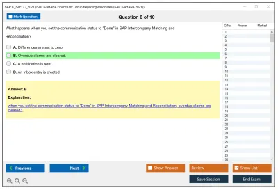 SAP C_S4FCC_2021 SAP Certified Associate - SAP S/4HANA Finance for Group Reporting Associates Practice test exam simulator test engine exam Prep practice test questions answers Image 8