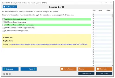 Cisco 300-725 Securing the Web with Cisco Web Security Appliance (300-725 SWSA) Practice test exam simulator test engine exam Prep practice test questions answers Image 2