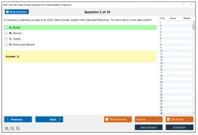 EMC E20-385 Data Domain Specialist for Implementation Engineers Practice test exam simulator test engine exam Prep practice test questions answers Image 2