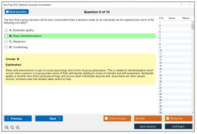 Test Prep NCE National Counselor Examination Practice test exam simulator test engine exam Prep practice test questions answers Image 6