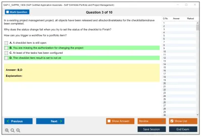 SAP C_S4PPM_1909 SAP Certified Application Associate - SAP S/4HANA Portfolio and Project Management Practice test exam simulator test engine exam Prep practice test questions answers Image 3