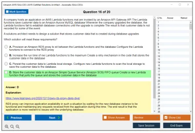 Amazon AWS SAA-C03 AWS Certified Solutions Architect - Associate (SAA-C03) Practice test exam simulator test engine exam Prep practice test questions answers Image 16