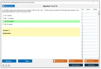 ACSM 040-444 ACSM Registered Clinical Exercise Physiologist Practice test exam simulator test engine exam Prep practice test questions answers Image 12