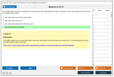 Oracle 1z0-1106-1 Oracle HCM Business Process Foundations Associate Rel 1 Practice test exam simulator test engine exam Prep practice test questions answers Image 6