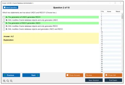 Oracle 1z0-082 Oracle Database Administration I Practice test exam simulator test engine exam Prep practice test questions answers Image 2