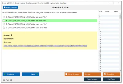 Oracle 1z0-1063-21 Oracle Customer Data Management Cloud Service 2021 Implementation Essentials Practice test exam simulator test engine exam Prep practice test questions answers Image 7