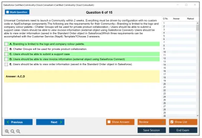 Salesforce Certified-Community-Cloud-Consultant Salesforce Certified Community Cloud Consultant Practice test exam simulator test engine exam Prep practice test questions answers Image 6