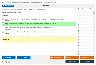 SAP C_TERP10_67 SAP Certified Application Associate - Business Process Integration with SAP ERP 6.0 EhP7 Practice test exam simulator test engine exam Prep practice test questions answers Image 8