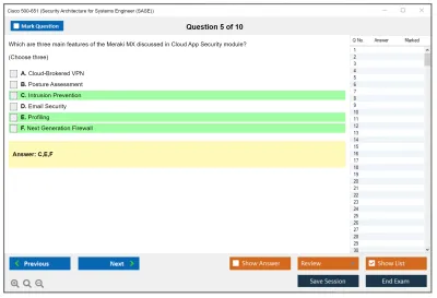 Cisco 500-651 Security Architecture for Systems Engineer (SASE) Practice test exam simulator test engine exam Prep practice test questions answers Image 5