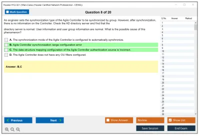 Huawei H12-321 Wlan-Cewa (Huawei Certified Network Professional - CEWA) Practice test exam simulator test engine exam Prep practice test questions answers Image 8