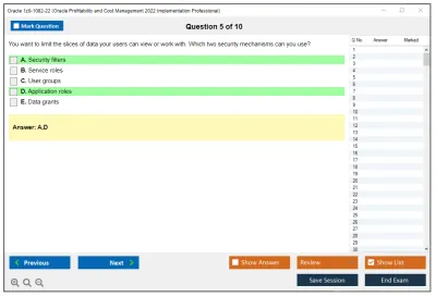 Oracle 1z0-1082-22 Oracle Profitability and Cost Management 2022 Implementation Professional Practice test exam simulator test engine exam Prep practice test questions answers Image 5