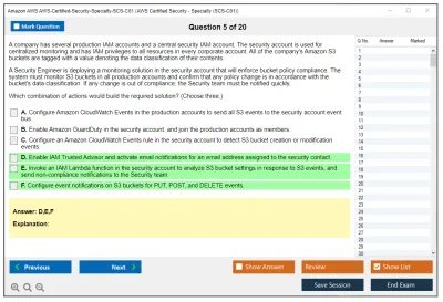 Amazon AWS AWS-Certified-Security-Specialty-SCS-C01 AWS Certified Security - Specialty (SCS-C01) Practice test exam simulator test engine exam Prep practice test questions answers Image 5