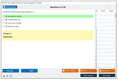 PMI PMI-100 Certified Associate in Project Management (CAPM)® Practice test exam simulator test engine exam Prep practice test questions answers Image 8