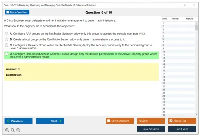 Citrix 1Y0-371 Designing, Deploying and Managing Citrix XenMobile 10 Enterprise Solutions Practice test exam simulator test engine exam Prep practice test questions answers Image 6