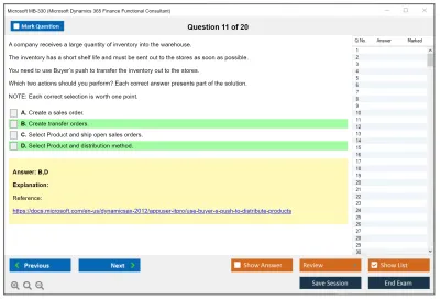 Microsoft MB-330 Microsoft Dynamics 365 Supply Chain Management Practice test exam simulator test engine exam Prep practice test questions answers Image 11
