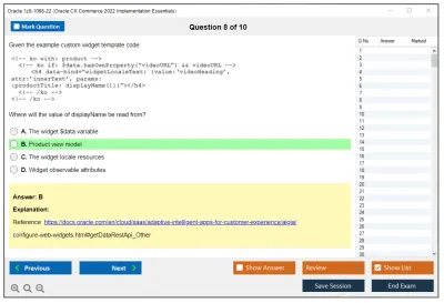 Oracle 1z0-1068-22 Oracle CX Commerce 2022 Implementation Essentials Practice test exam simulator test engine exam Prep practice test questions answers Image 8