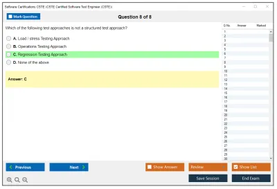 Software Certifications CSTE Certified Software Tester Practice test exam simulator test engine exam Prep practice test questions answers Image 8
