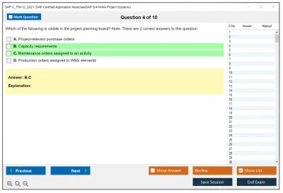 SAP C_TS412_2021 SAP Certified Associate - SAP S/4HANA Project Systems Practice test exam simulator test engine exam Prep practice test questions answers Image 4