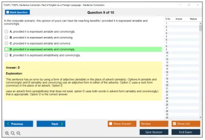 TOEFL TOEFL-Sentence-Correction Test of English as a Foreign Language - Sentence Correction Practice test exam simulator test engine exam Prep practice test questions answers Image 9