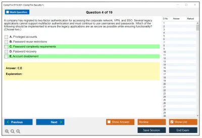 CompTIA SY0-501 CompTIA  Security+ Practice test exam simulator test engine exam Prep practice test questions answers Image 4
